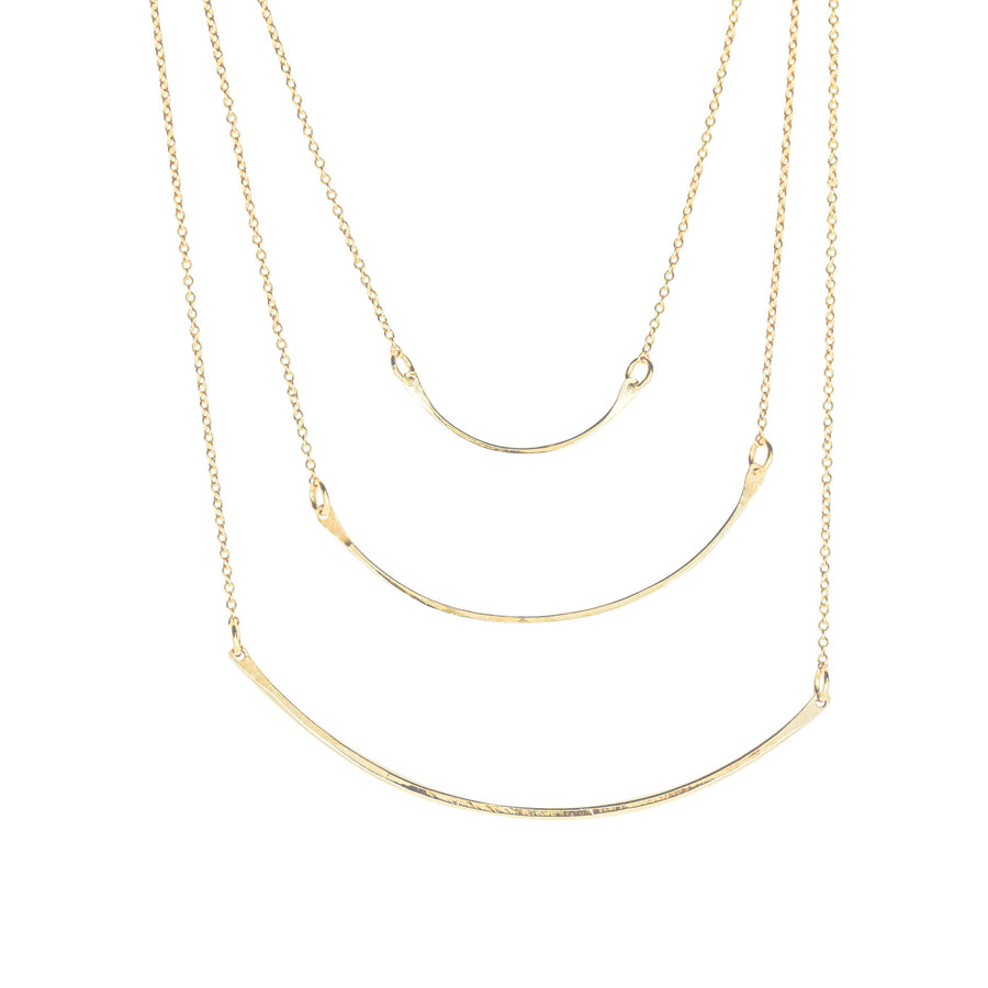 2" 14k Yellow Gold Arc Necklace
