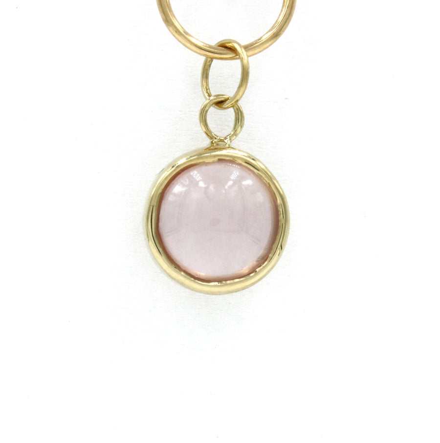 14k Gold Pendant with Rose Quartz 10mm Cabochon Pendant