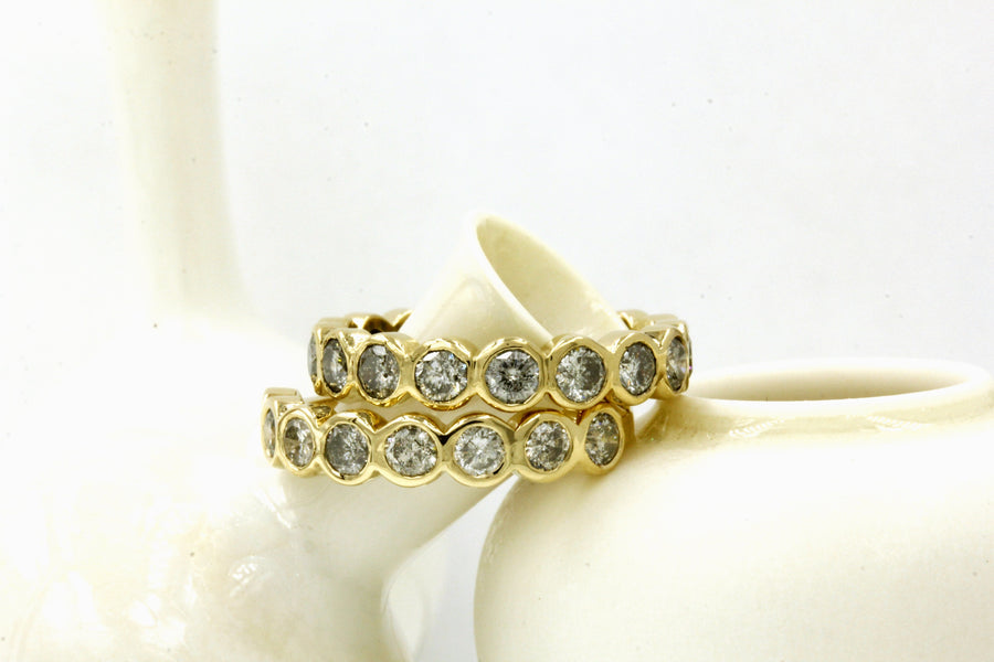 Baby Wallace Hammered Bezel Diamond Half Eternity Band