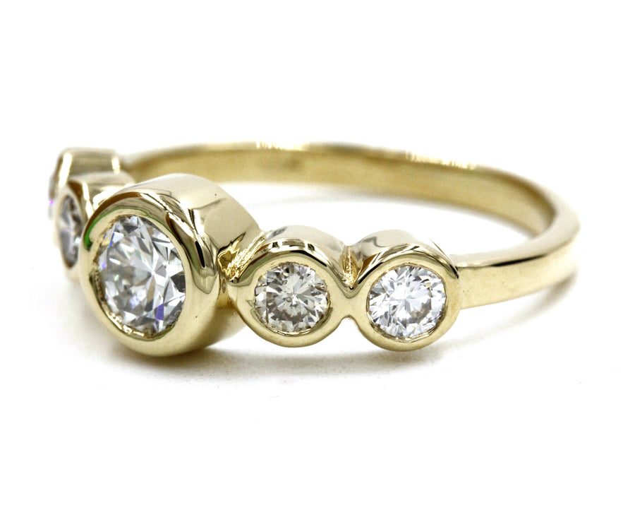 GG Gray Diamond Hammered Bezel Ring