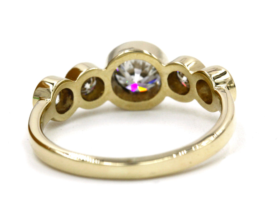 GG Gray Diamond Hammered Bezel Ring