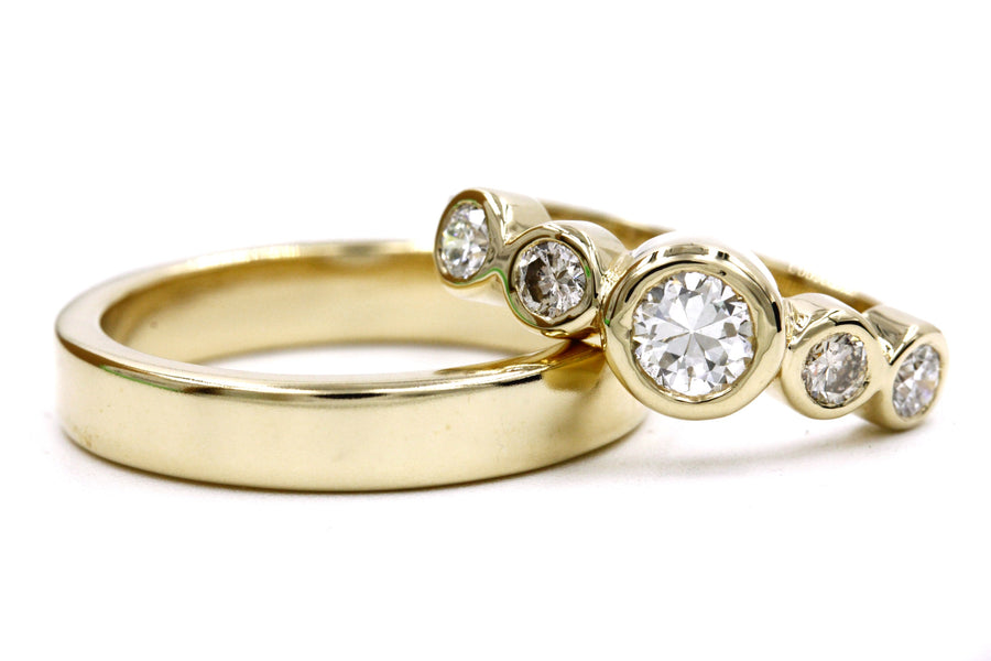 GG Gray Diamond Hammered Bezel Ring