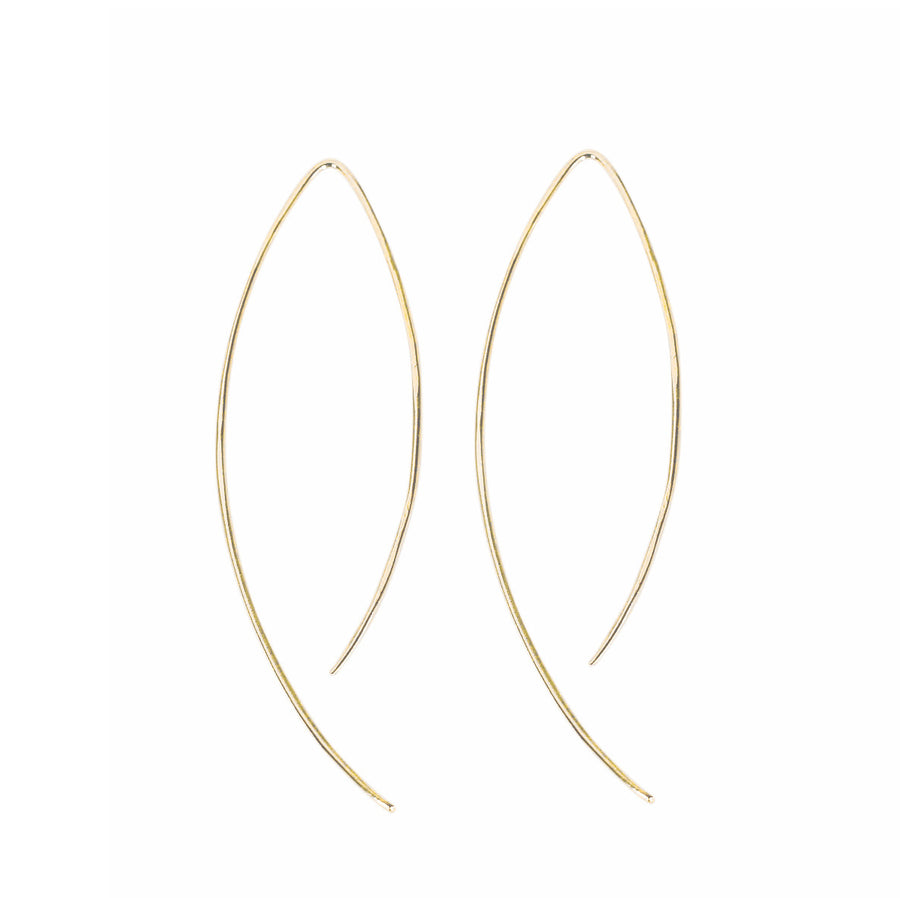 14k Yellow Gold Hook Shaped Threader Earrings