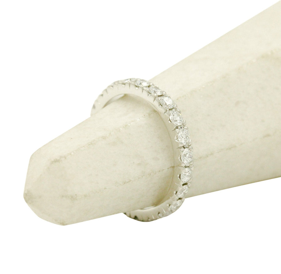 Platinum French Pavé Set Eternity Band with 2mm Natural Diamonds