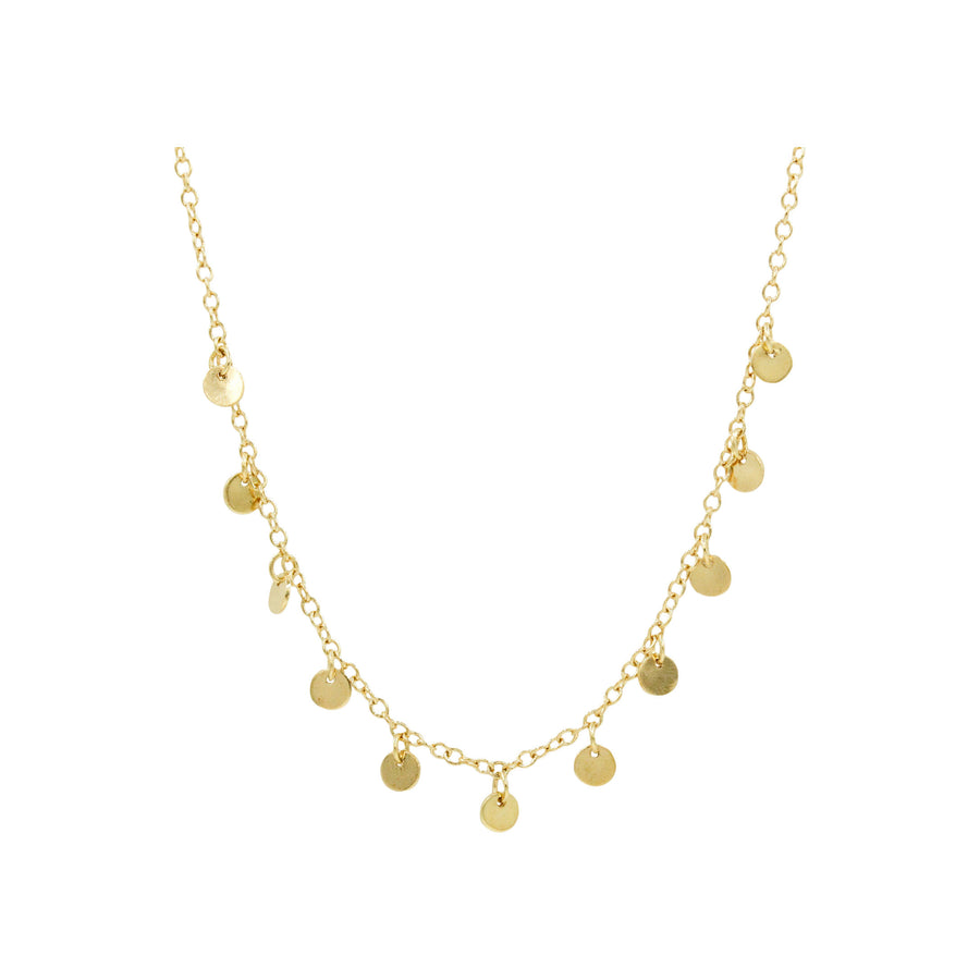 14k Tiny Discs Necklace / 14k Gold or Oxidized Silver Chain