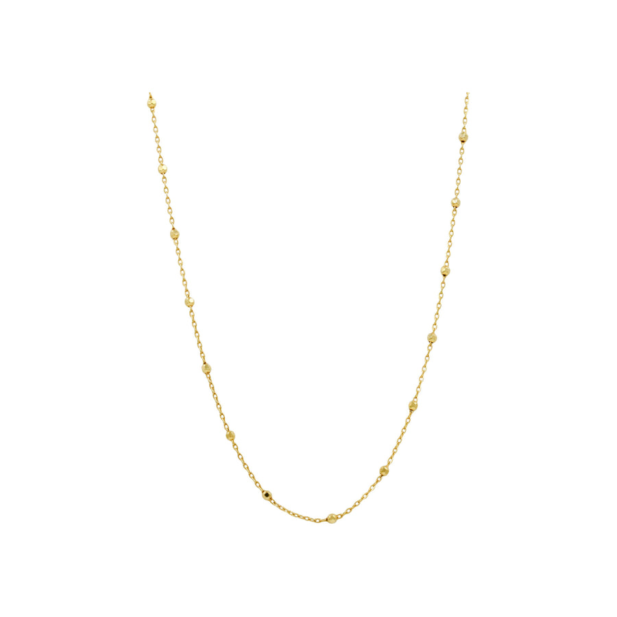 14k Yellow Gold Shiny Disco Beaded  Necklace