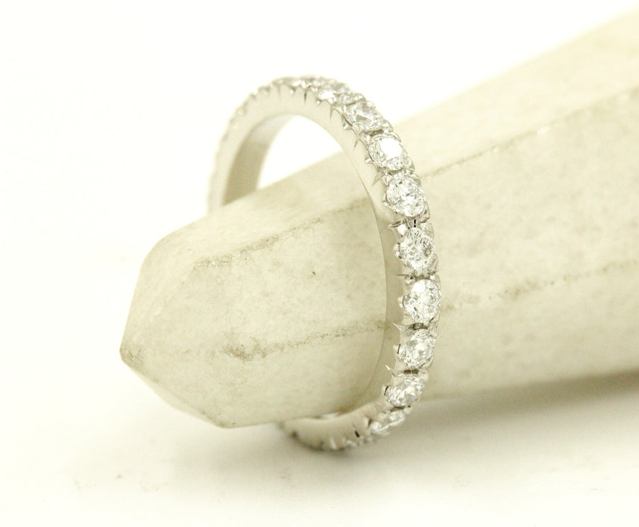 Platinum French Pavé Set Eternity Band with 2mm Natural Diamonds