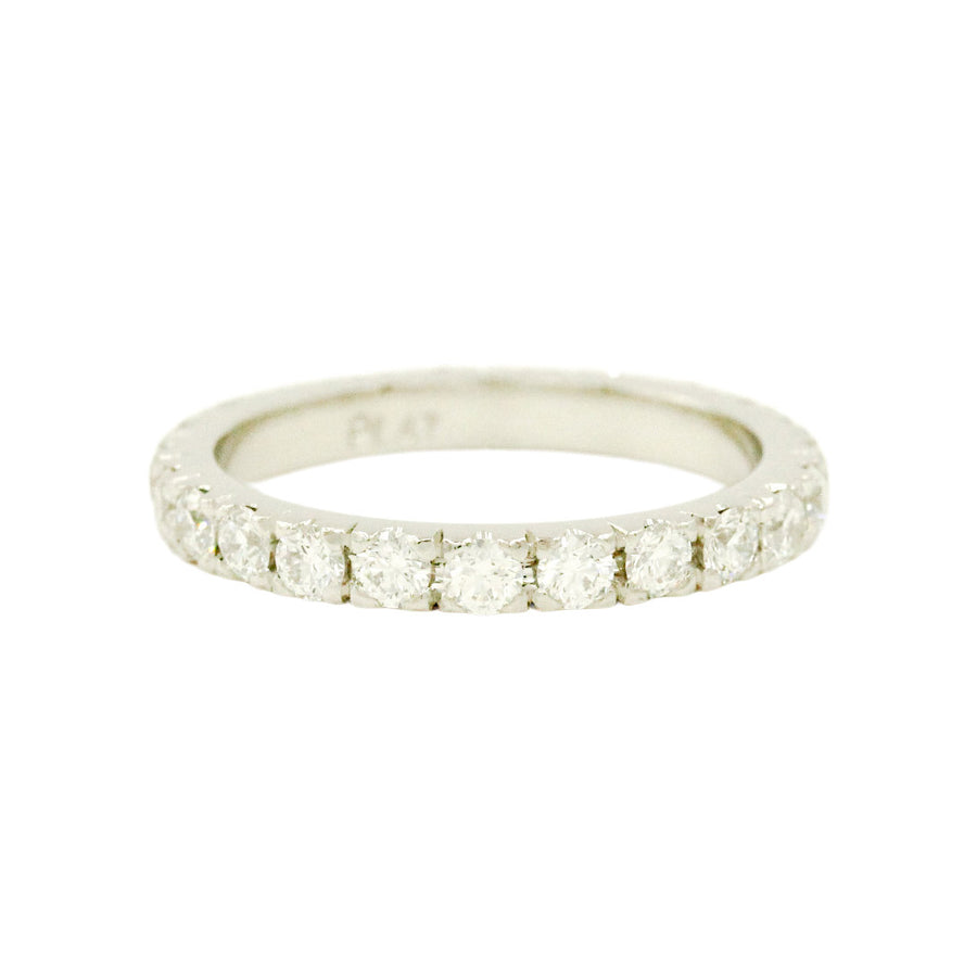 Platinum French Pavé Set Eternity Band with 2mm Natural Diamonds