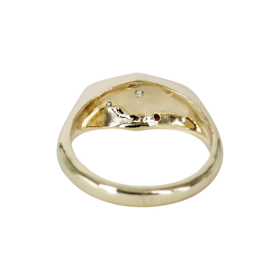 Hex Signet Ring with Diamonds