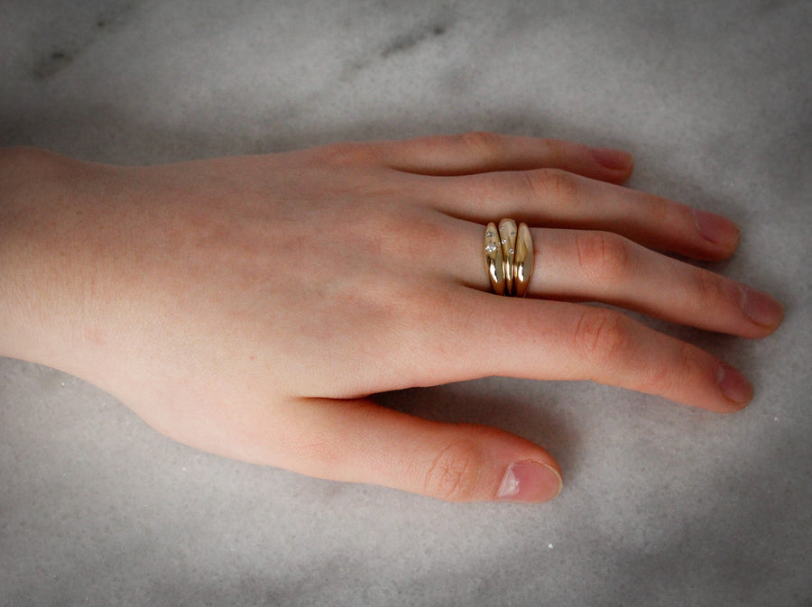 Shooting Star Domed Ring with Diamonds
