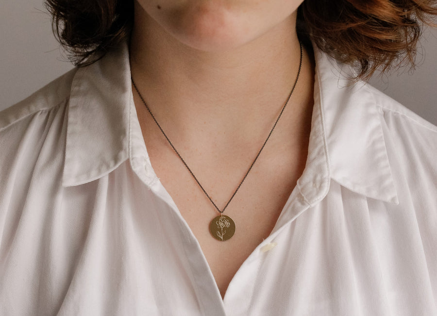 Rose Hand Engraved Love Token Necklace