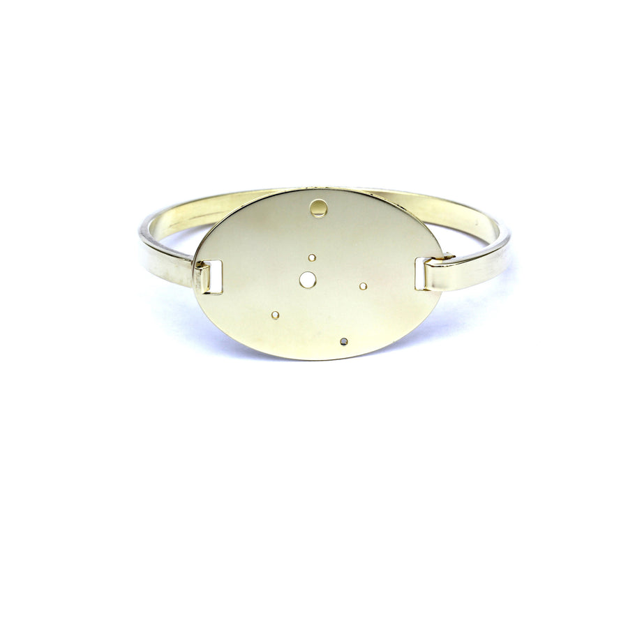 High Polished Raw Brass Zodiac Constellation Oval Bracelet, All 12 Signs: Aries through Pisces