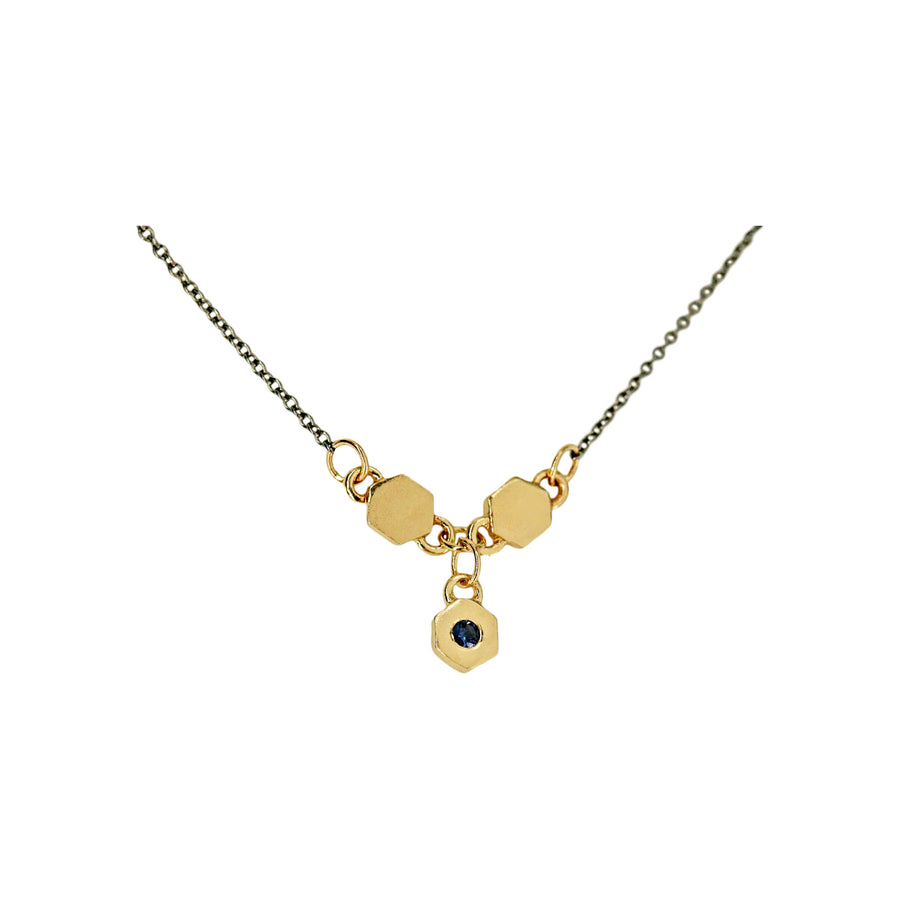 Birthstone Hexagon Necklace - September - Sapphire
